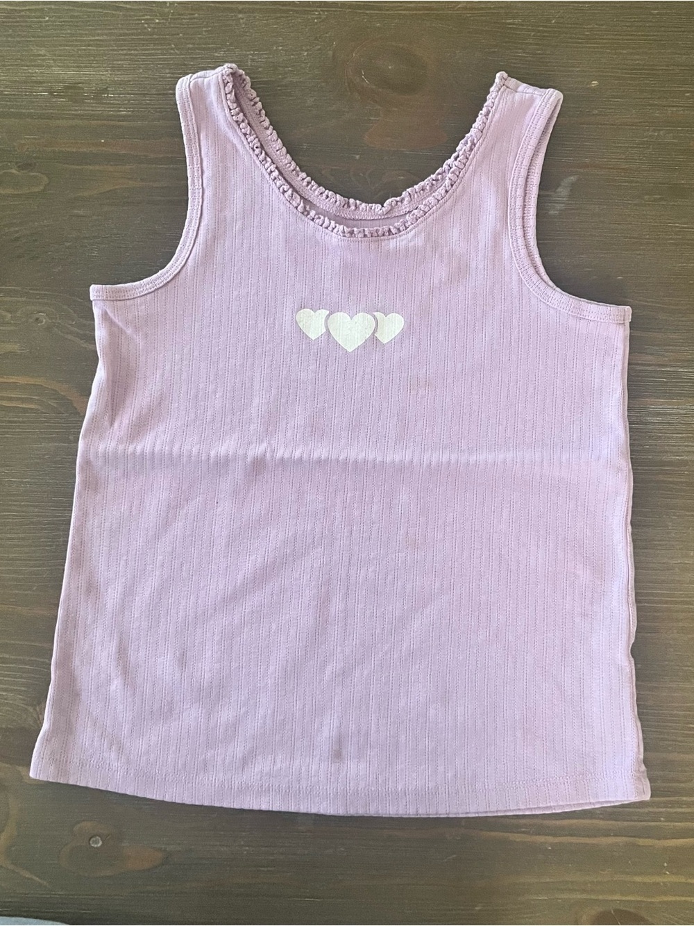 Cat & Jack Girls Size L 10/12 Ribbed Tank Top Lavender Hearts
